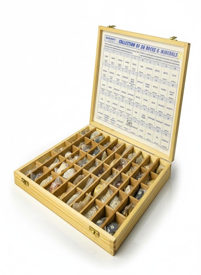 SBT Instruments Geology Kit: 50 Rocks & Minerals Collection in Wooden Box | Perfect for Earth Science Study & Stone Identification | Educational & Ideal for Students - Image 3